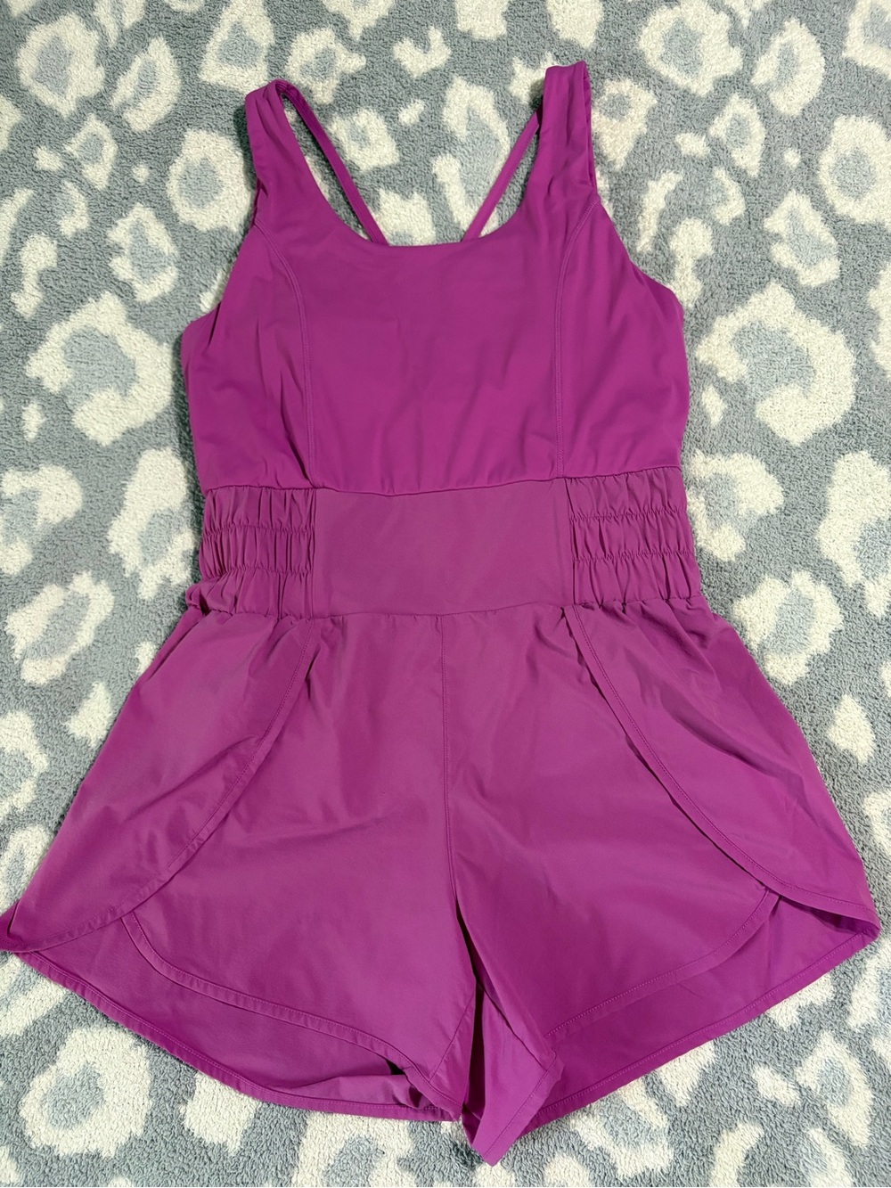 Mono B Pink Tummy Control Sleeveless Shorts Romper with Built in Bra Women’s L